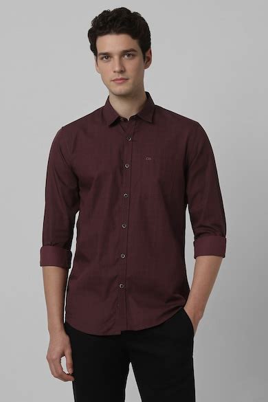 Buy Men Maroon Slim Fit Check Shirt Online - 39826805 | Peter England