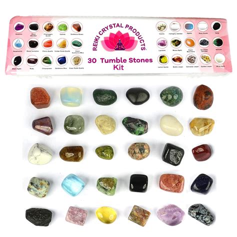 Reiki Crystal Products 30 Chakra Tumble Kit Natural Crystal Tumble ...