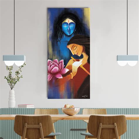 Lord Radha Krishna Religious Original Design Canvas Printed Wall ...
