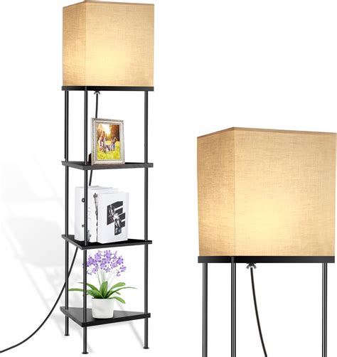 Buy TailGlow Shelf Floor Lamp, Corner Storage Standing Bookshelf Lamp ...