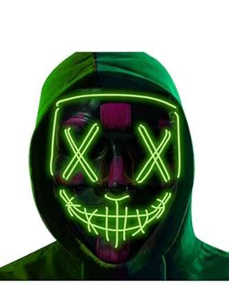 Buy LED Halloween Mask, Black with Neon Green EL Wire, Horror Face ...