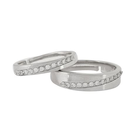 Sterling Silver CZ Couple Band Rings – VOYLLA