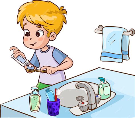 Premium Vector | Vector illustration of a boy brushing teethboy ...