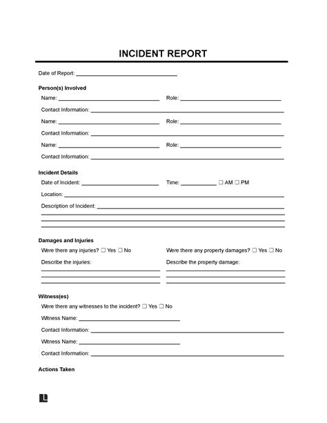 Free Incident Report Templates | PDF & Word