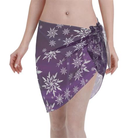 Coaee Snowflake Gradient Purple Women's Short Sarongs Beach Wrap Sheer ...