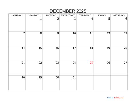 Portrait December 2025 Calendar - Free 2025 Calendar Printable