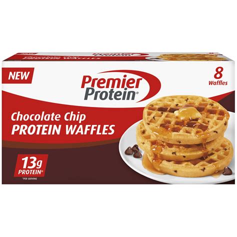 Premier Protein Frozen Chocolate Chip Protein Waffles, 9.87 oz Box, 8 ...