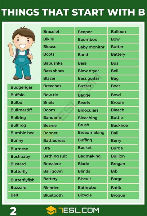 Things that Start with B in English for Kids • 7ESL