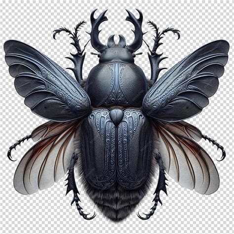 Premium PSD | A black beetle with horns and horns is shown in this image