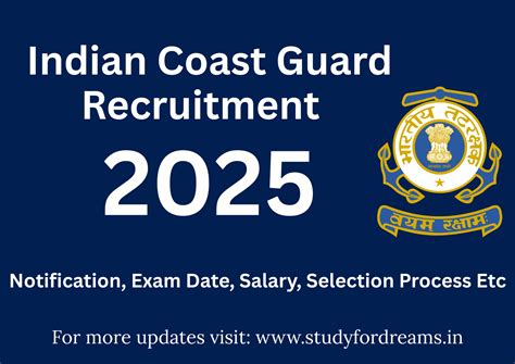 Indian Coast Guard Recruitment 2025 Notification, Exam Date, Salary - Study For Dreams
