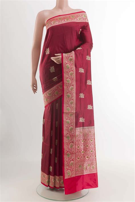 Maroon Banarasi Katan Silk Saree – Nalli Silk Sarees Pvt Ltd