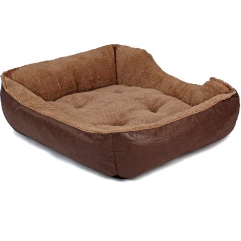 Easipet Dog Pet Bed Small-XXLarge Faux Leather Fleece in Brown