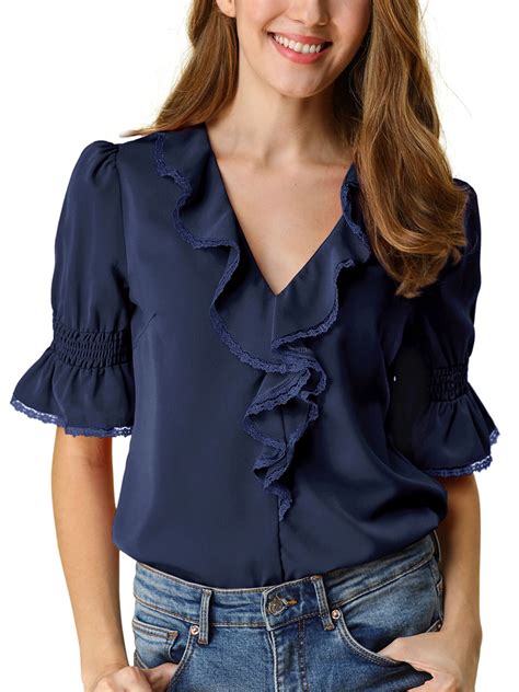 Women's Sheer Ruffle Blouse at Xavier Guerard blog