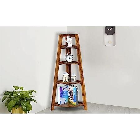 SB Furniture Sheesham Wood Corner Book Shelf with 5 Shelves for Home ...