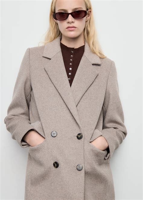 Manteau en laine à double boutonnage - Femme | MANGO Maroc