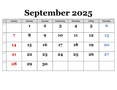Weekly Calendar September 2025 | Calendar Printable