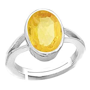 SIDHI GEMS 3.25 Carat Natural Certified Pukhraj/Yellow Sapphire Silver ...