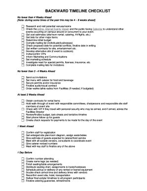 Fillable Online BACKWARD TIMELINE CHECKLIST Fax Email Print - pdfFiller