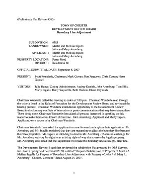 Fillable Online (Preliminary Plat Review #383) TOWN OF CHESTER ...