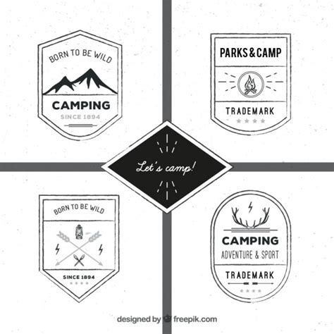 Hand drawn adventure shield logos | Premium Vector