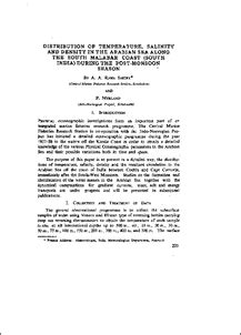 Distribution of temperature, salinity and density in the Arabian sea ...
