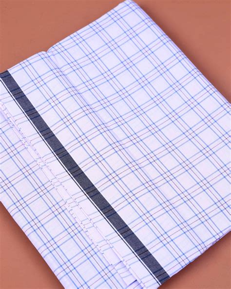 Nandu White Cotton Checked 2.20m Lungi Stitched for Men
