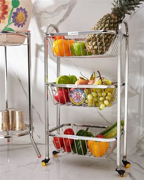 Pro Astrol Plastic Kitchen Trolley Rack with Wheels (3-Tier Rolling ...