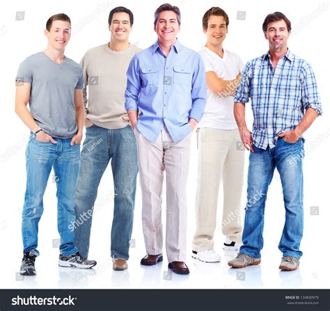 Group Of Men. Isolated On White Background. Stock Photo 134839979 ...