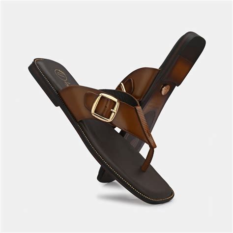 Shop Tan Buckled Slippers for Men by Lafattio