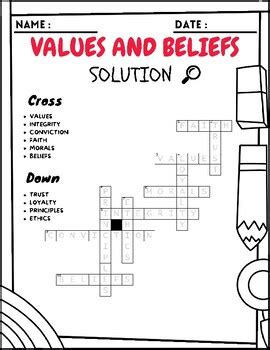 Values and Beliefs crossword puzzle by BOOKS STORE FOR KIDS | TPT