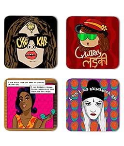 Buy Whats Your Kick Funny Quotes Theme Printed Set of 4 Wooden Fridge ...