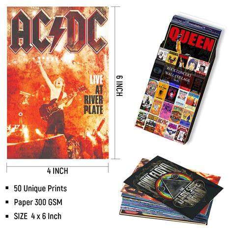 Vintage Rock Wall Collage Kit, Rock Band Posters, Classic Retro Music ...