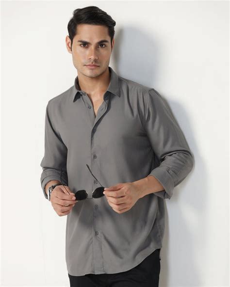 Buy Casual Grey Solid Shirt Online from Blackberrys