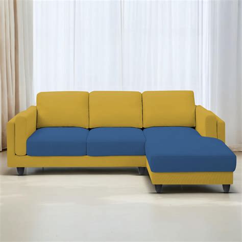 Casaliving Logan RHS 4 Seater L Shape Sofa Set for Living Room (Blue Y