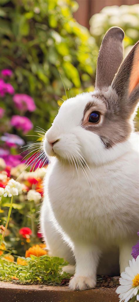 Download wallpaper summer, flowers, hare, rabbit, AI art, neural ...