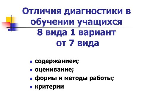 Специфика диагностики в обучении по Программам 8 вида. 1 вариант ...
