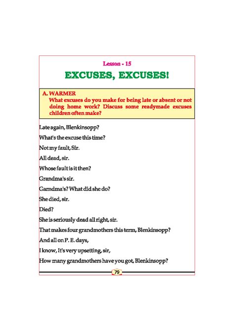 Excuses Excuses: Lesson 15 Overview and Activities - Studocu