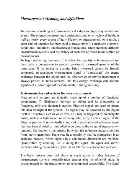 Measurement Meaning and definitions - The sciences, engineering ...