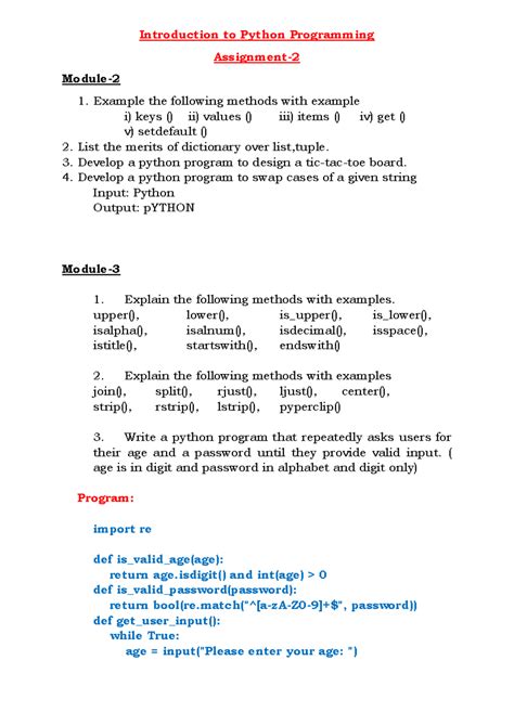 Python-Assignment-2: Comprehensive Guide to Python Methods and Programs ...