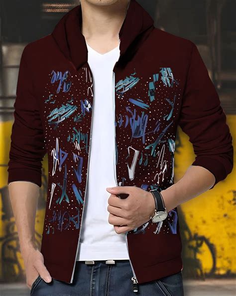 Printed Hooded Jackets/Maroon - polo t shirts mens