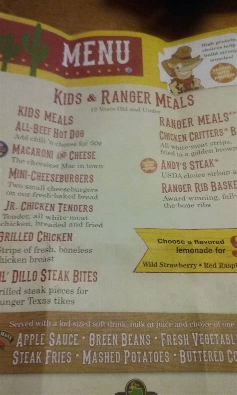 Menu at Texas Roadhouse steakhouse, Queensbury
