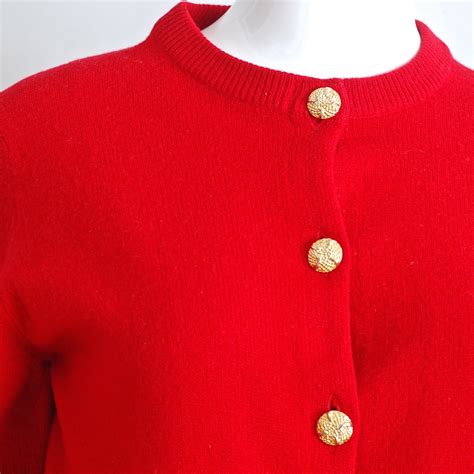 Ballantyne Red Cashmere Cardigan With Gold Tone Buttons – Scotland ...