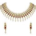 Buy Shining Diva Fashion Latest Temple Design Pearl Necklace Set For ...