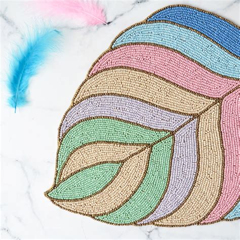 Beads Feather Mat Online - Premium Table Mat | Nestasia