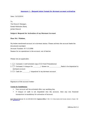 Request Letter for Dormant Account Activation - Blank Fillable Template ...