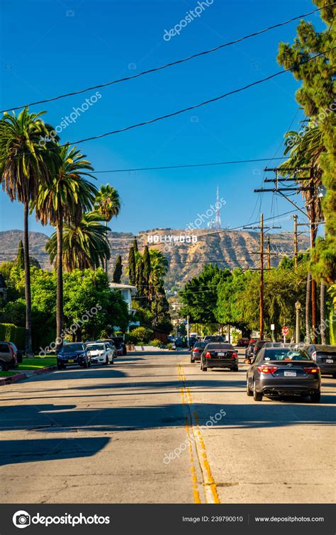 June 2018 Hollywood Usa Beautiful View Hollywood Sign Distance Street – Stock Editorial Photo ...