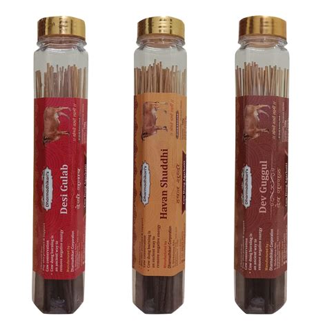Dharmadhikari's Combo of 3 Desi Gulab, Havan Shuiddhi, Guggule Cow Dung ...