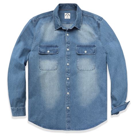 Dubinik® Denim Shirt Men Mens Denim Shirts Long Sleeve Mens Denim ...