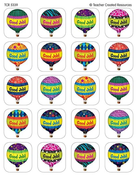 Teacher Created Resources Hot Air Balloons Stickers (5339) : Amazon.in ...