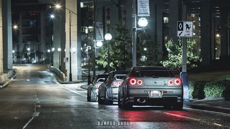 Midnight R34 Nissan Skyline GT-R — HD Wallpaper